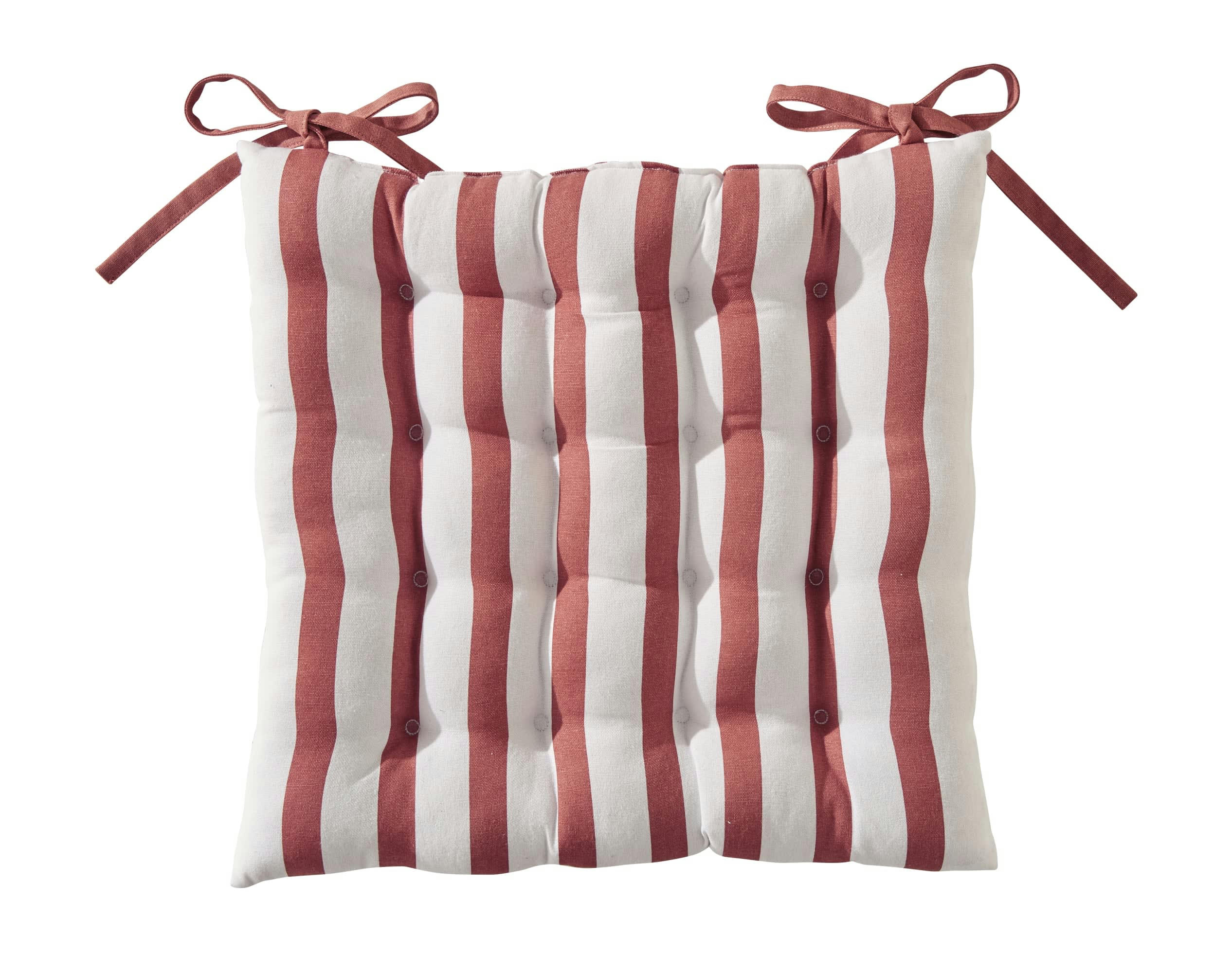 LISBONNE - Galette de chaise réversible orange terracotta 40x40 en coton