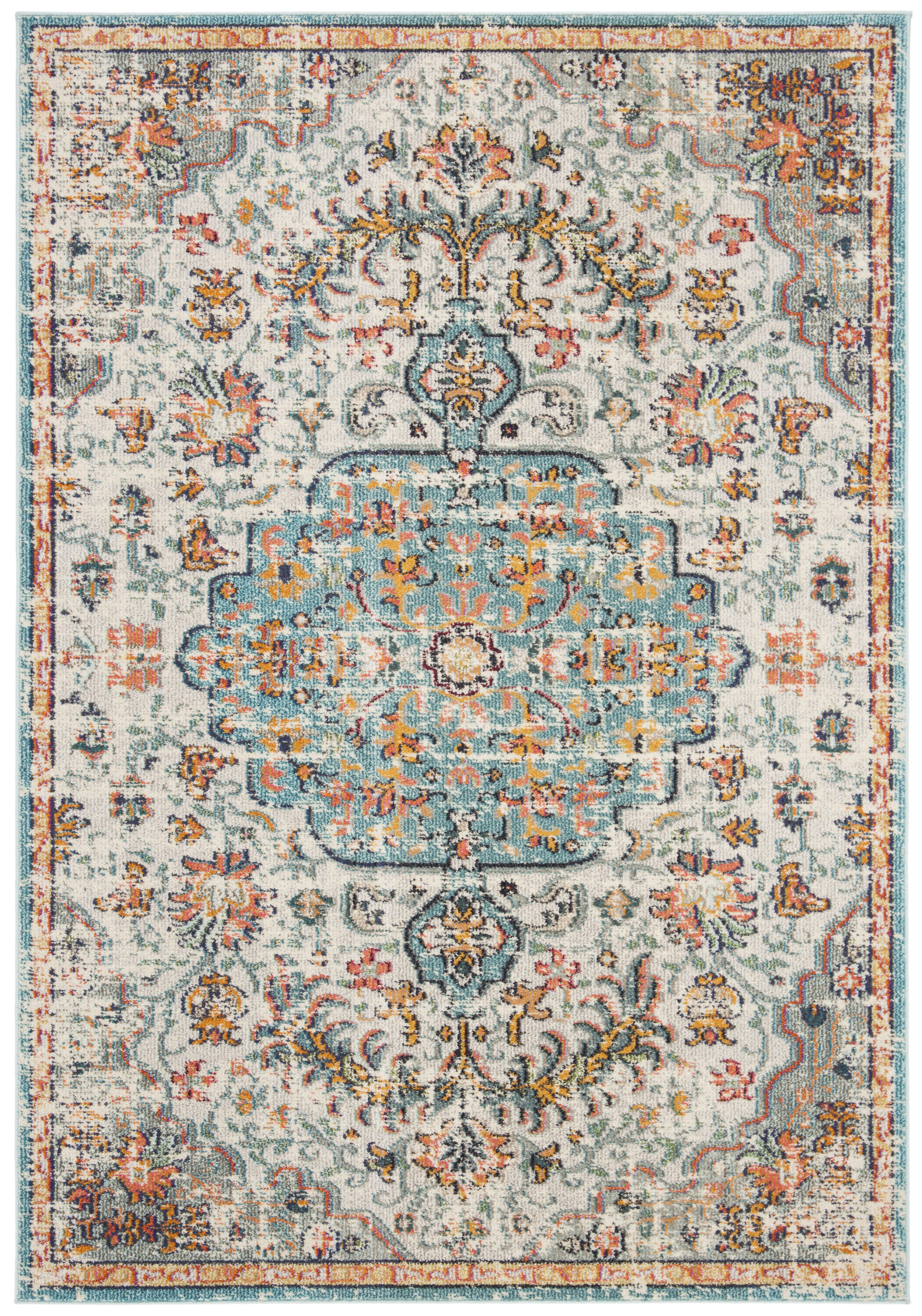 MADISON - Tapis de salon interieur en gris & bleu clair, 122 x 183 cm