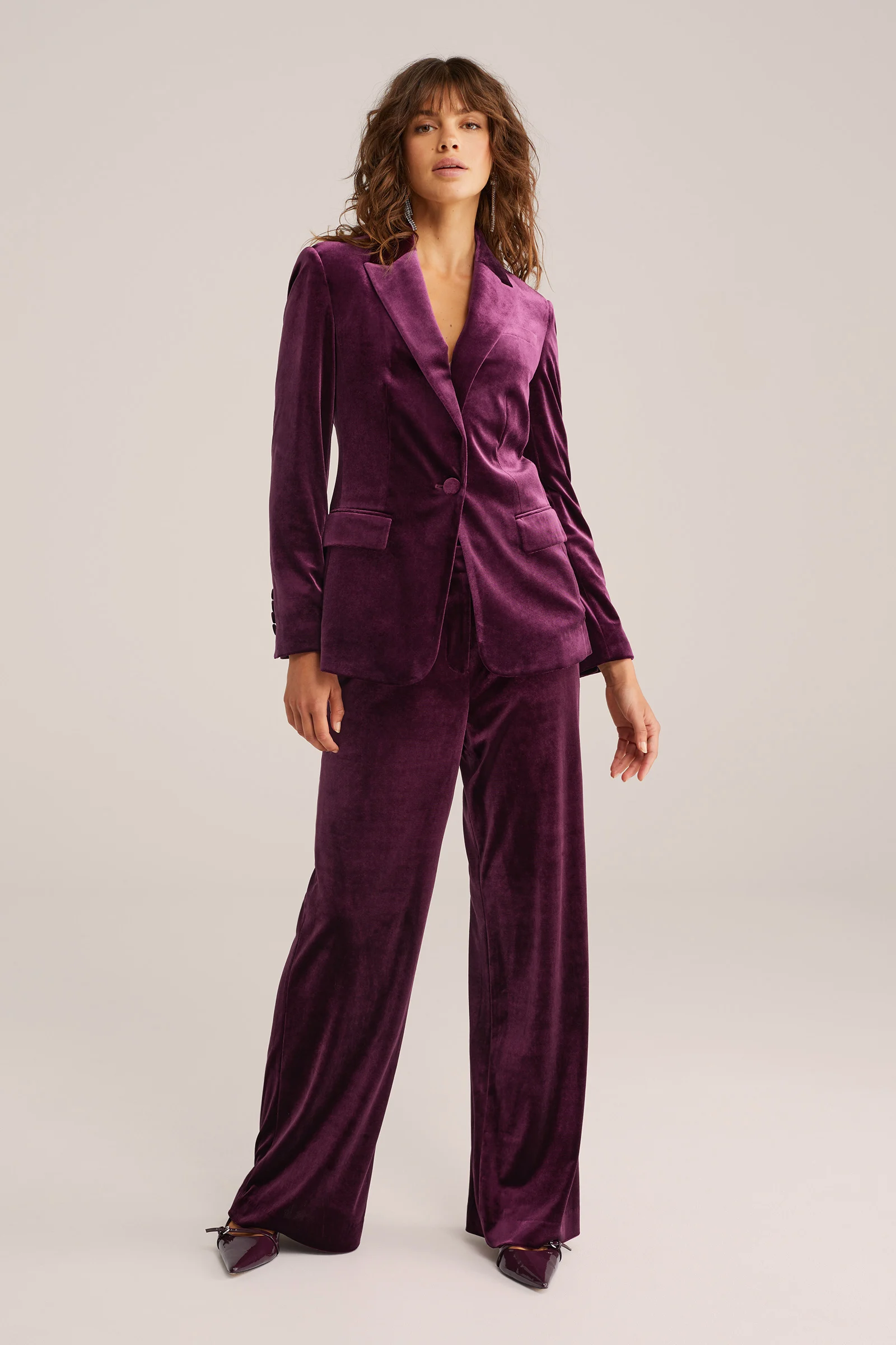 Dames velvet wide leg pantalon