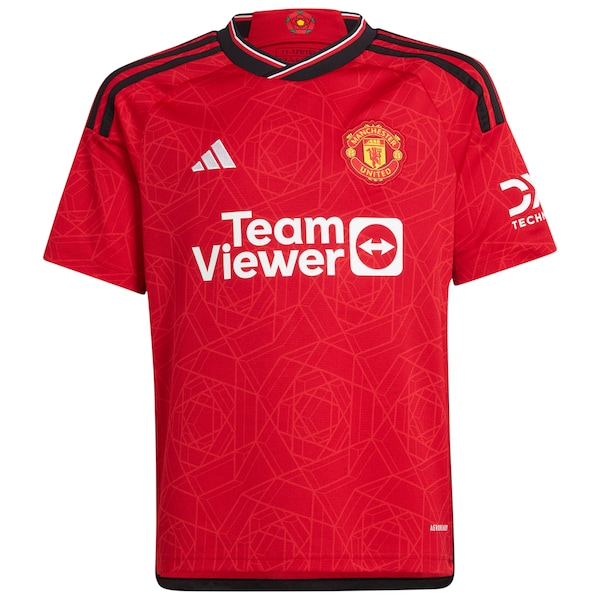 Manchester United adidas Youth 2023/24 Home Replica Custom Jersey - Red