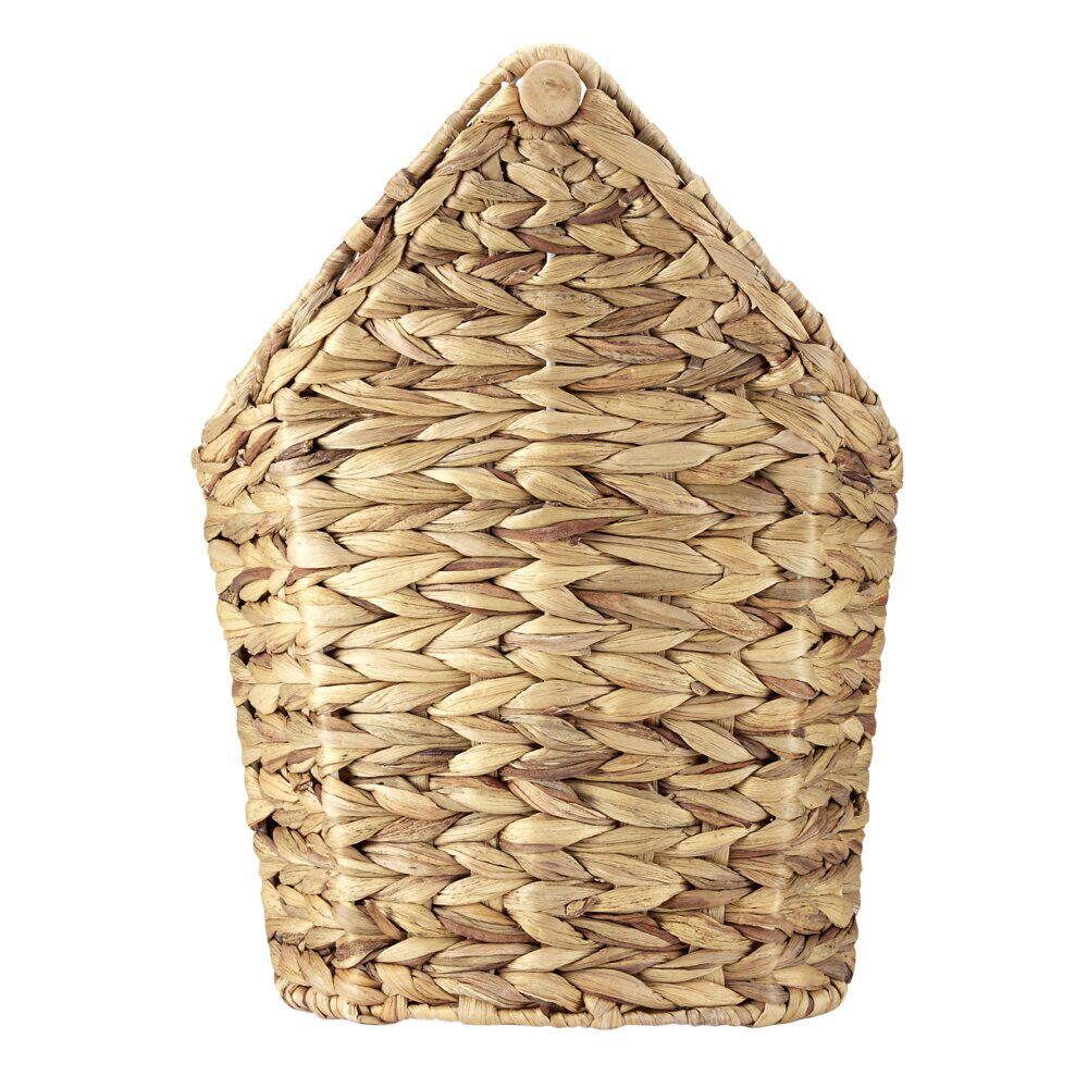 Dérouleur papier WC bois avec panière imitation osier tressé