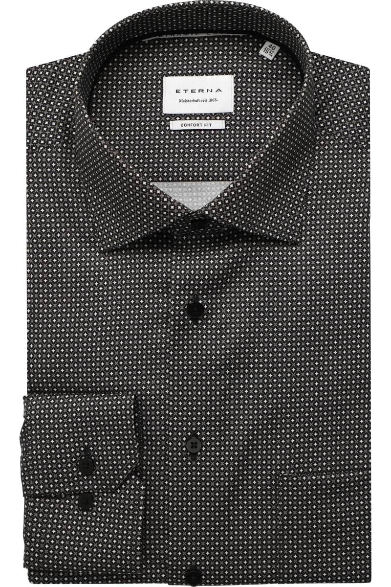ETERNA Dynamic Cotton Comfort Fit Hemd anthrazit, Bedruckt
