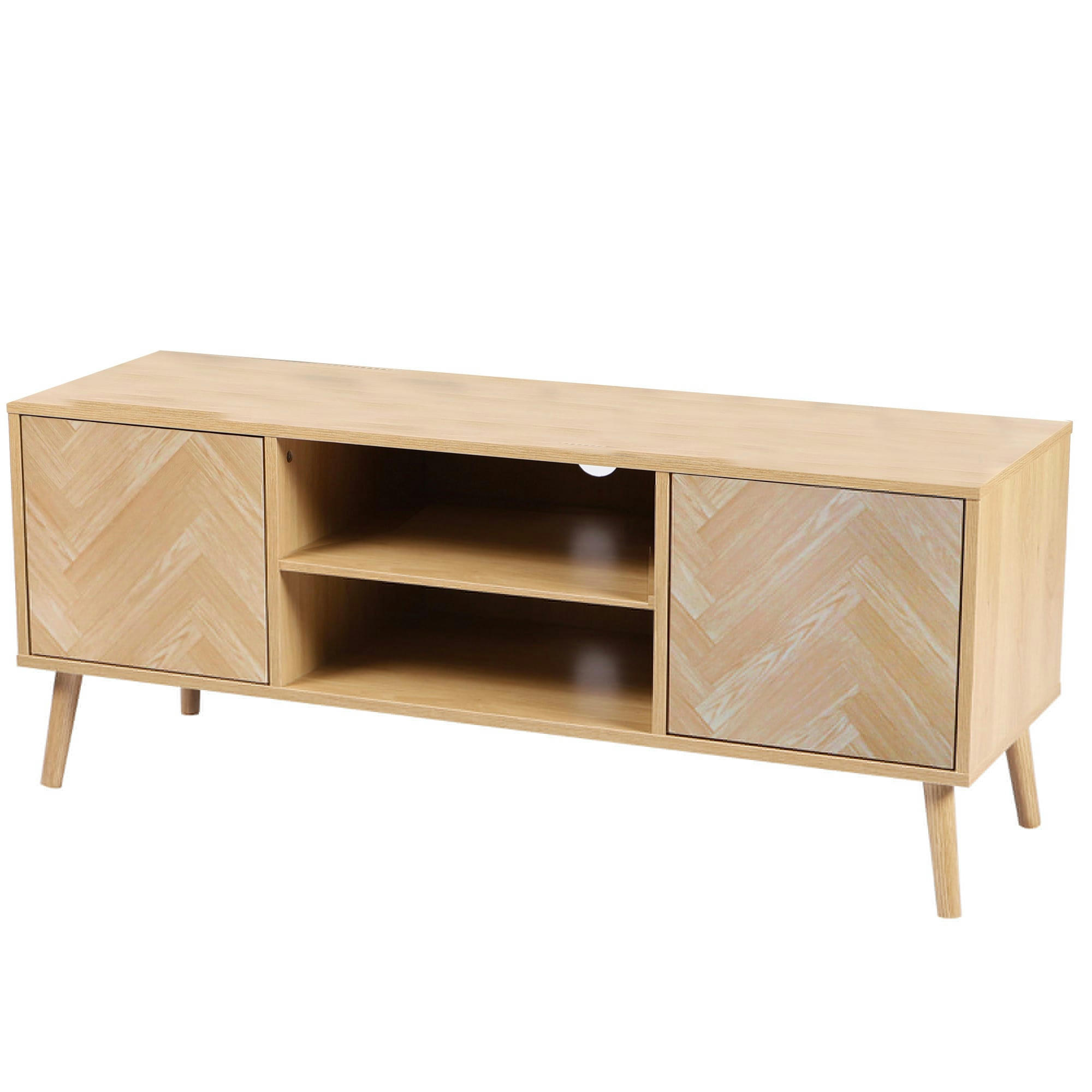 - Meuble de télévision bois 2 portes et étagères 120x40x49cm