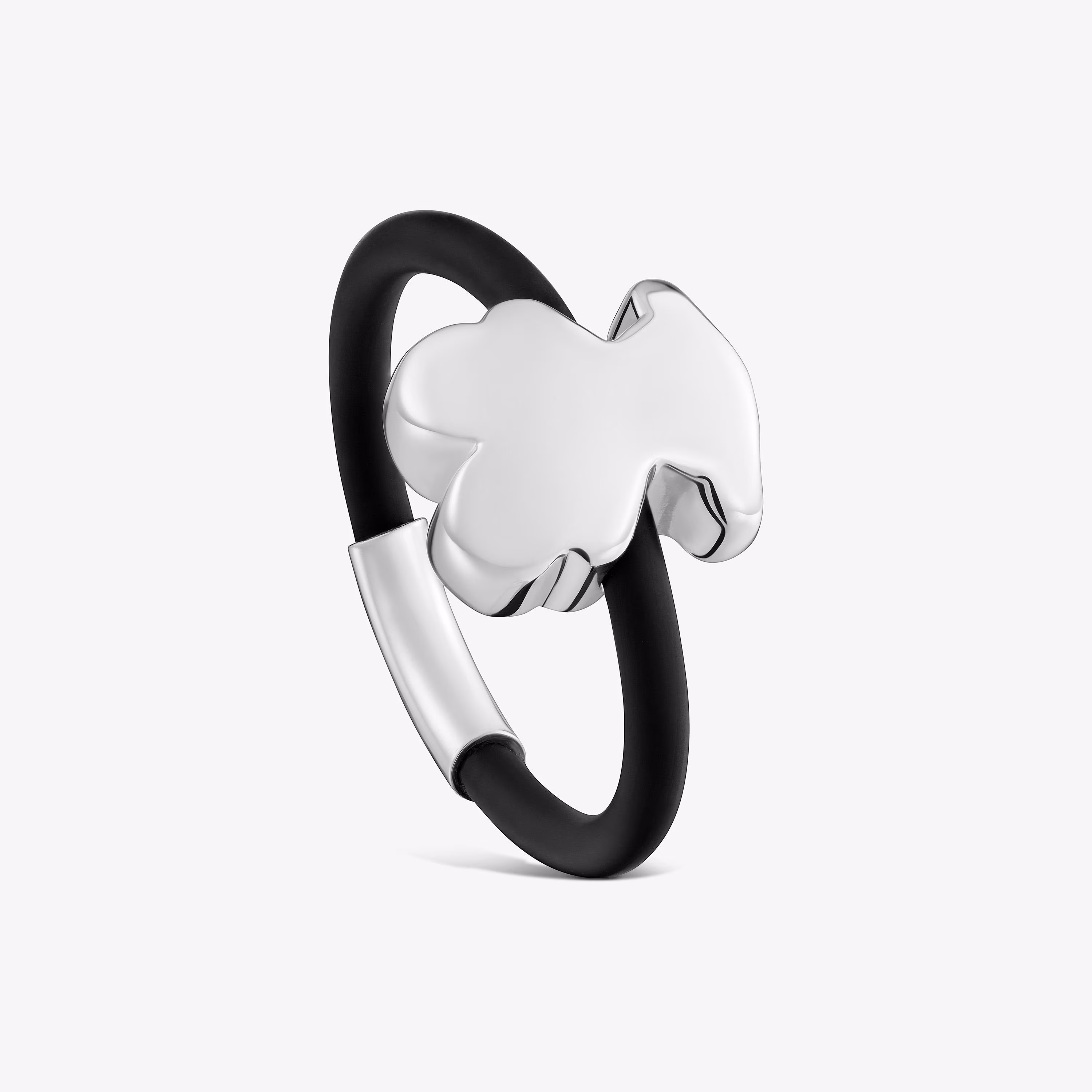 Anillo oso de plata y caucho Bold Motif
