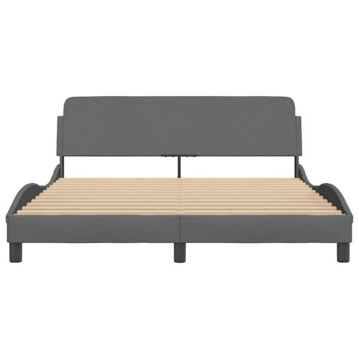 NNEVL Bed Frame with Headboard Dark Grey 152x203 cm Fabric
