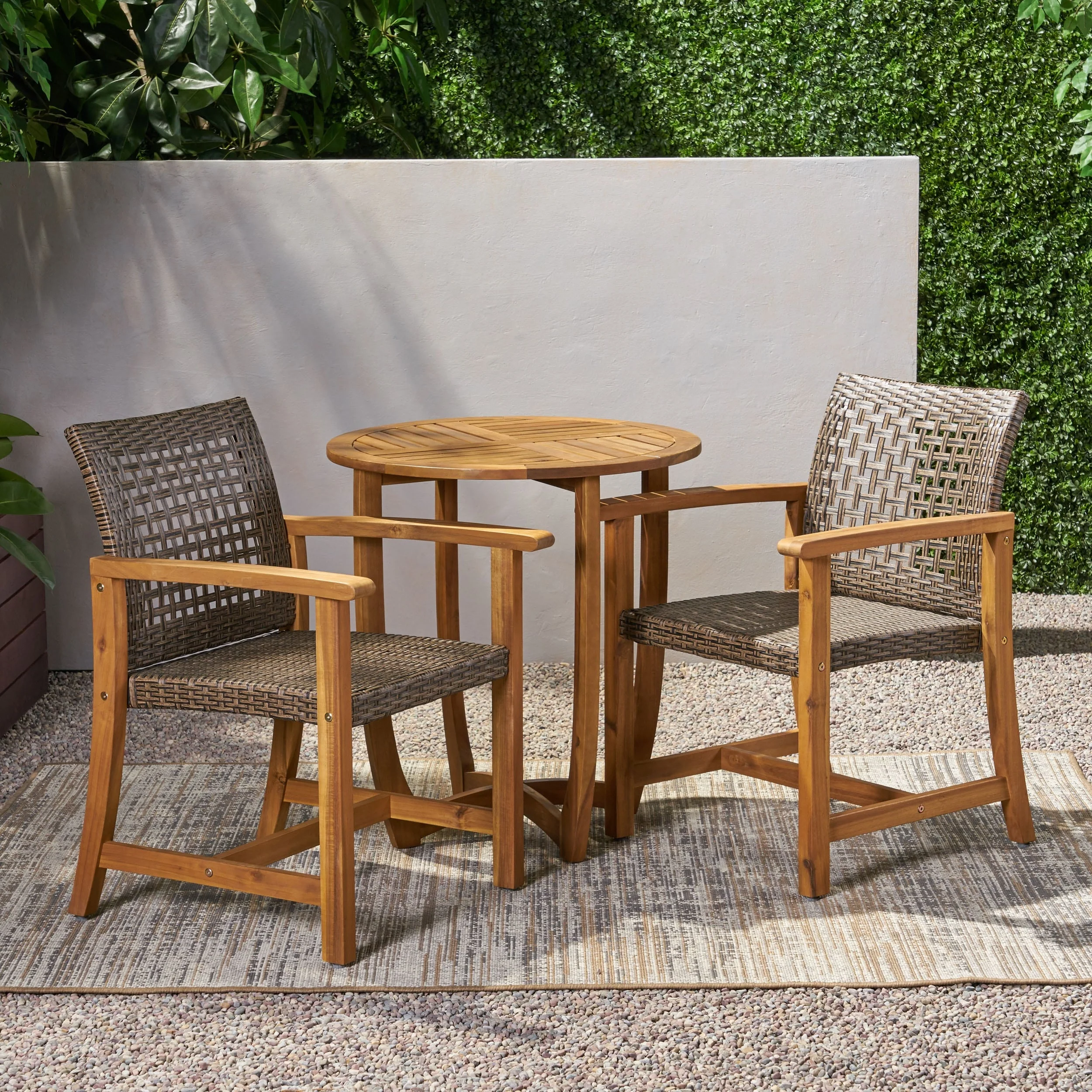 Doral Outdoor 2 Seater Acacia Wood Dining Set by Christopher Knight Home