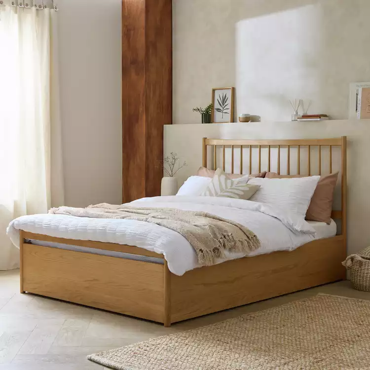 Habitat Chiltern Spindle Double End Lift Ottoman Bed - Oak