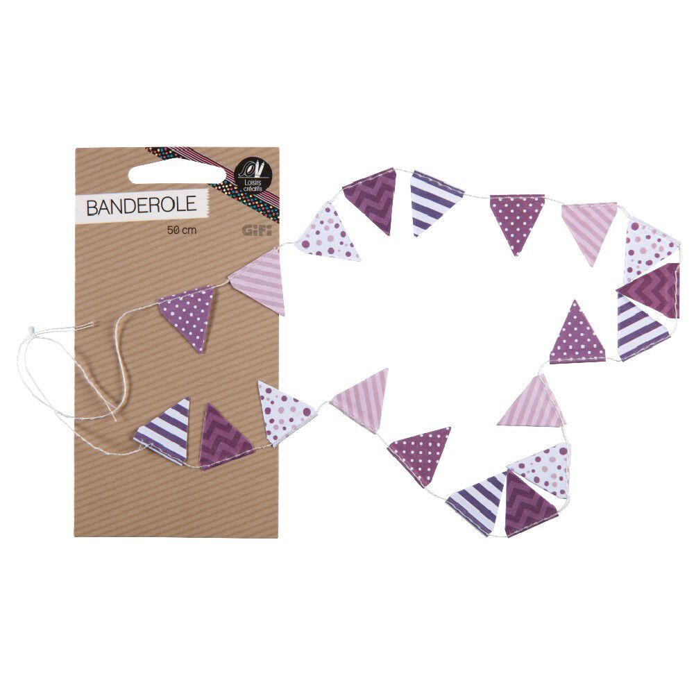 Banderole de mini fanions décor violet L50 cm