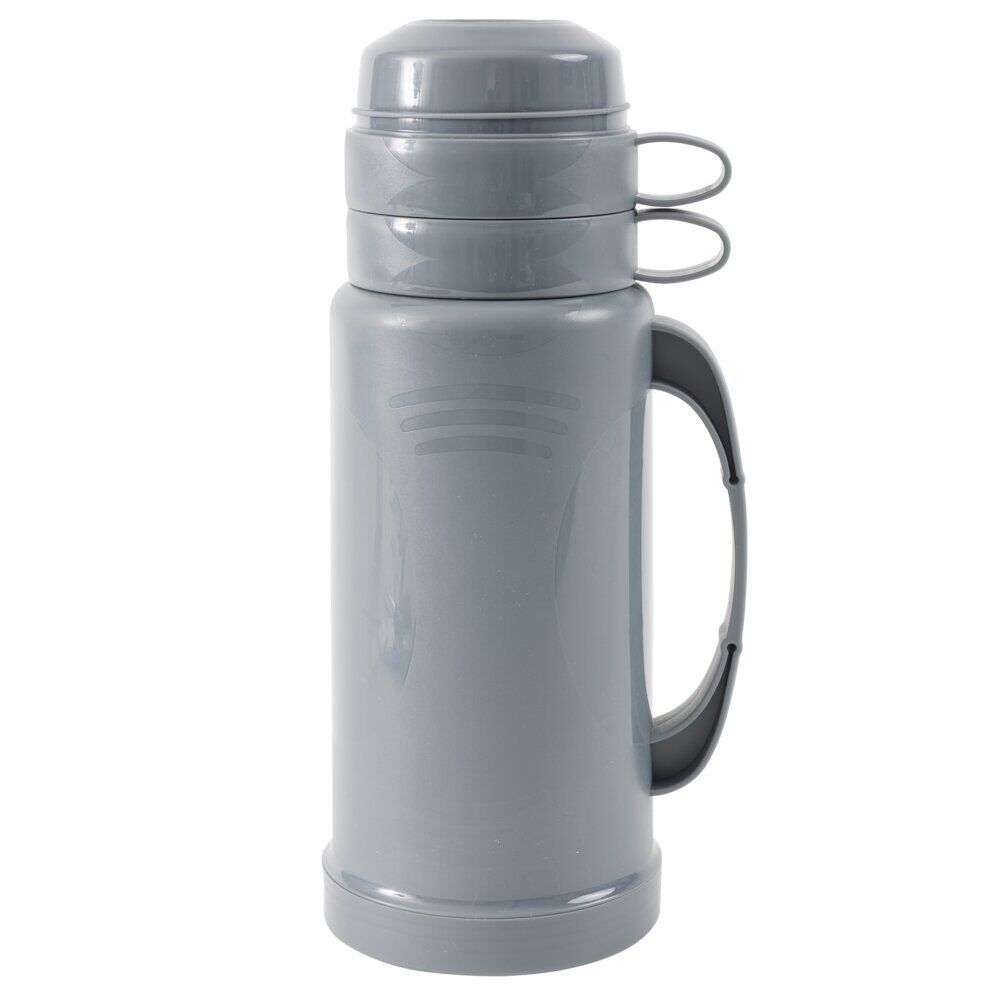 Bouteille thermos 1L avec 2 tasses intégrées gris foncé Ø11xH31,5cm