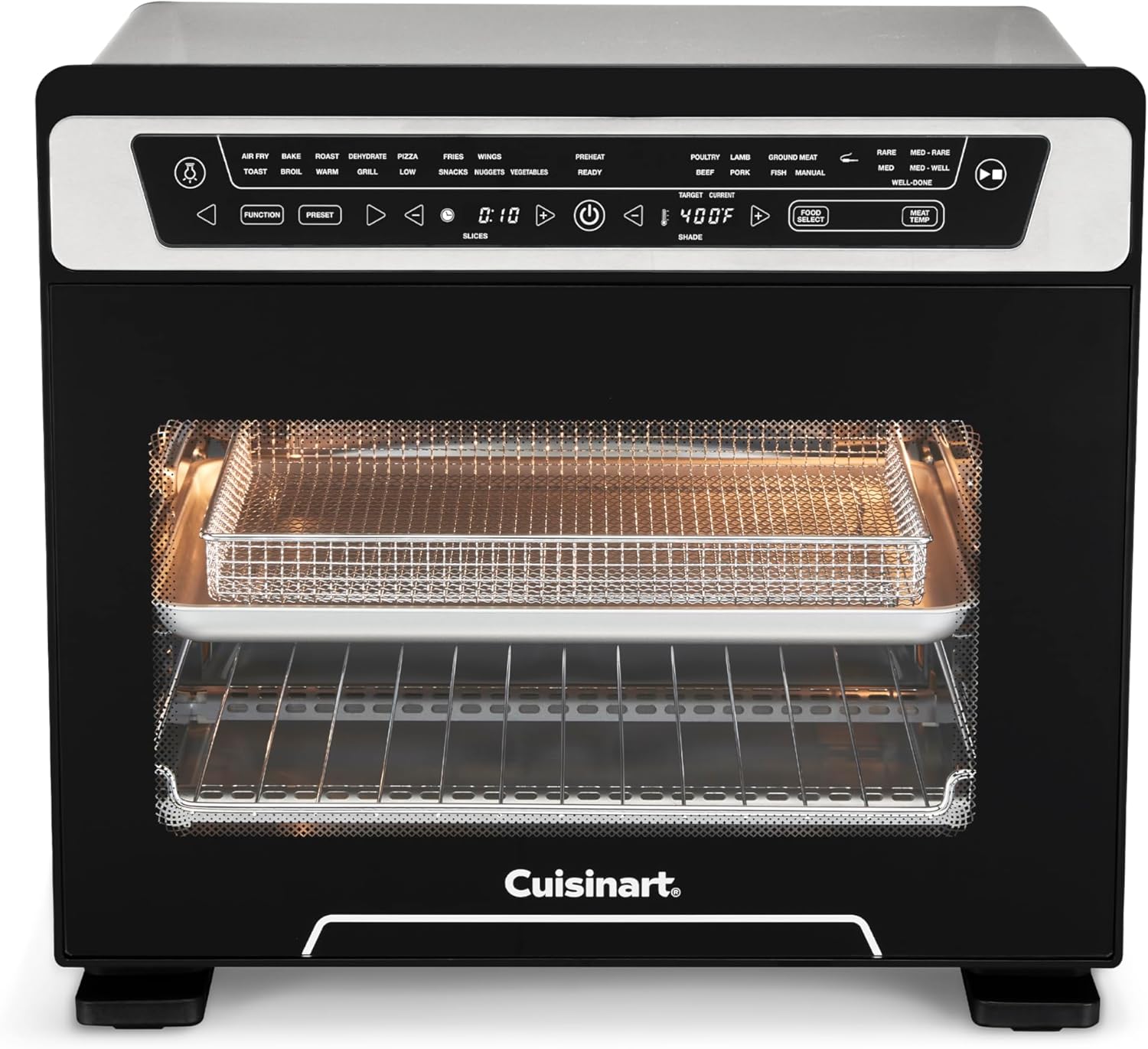 Cuisinart 15-in-1 Extra-Large Digital Air Fryer Oven with 9x13 2-in-1 Pan, Air Fry 4 Lbs of Wings, Cook a 13 Lb Turkey or 5+ Lb Chicken, Toast 9 Slices of Bread, and Bake a 13 Pizza, TOA-112