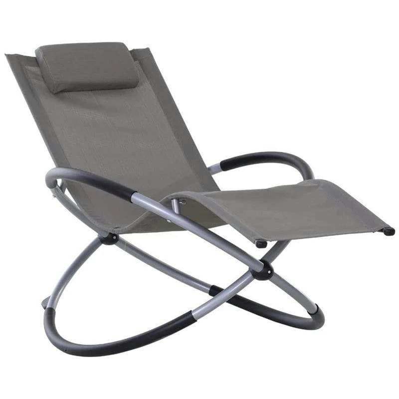 ELLITTICA - Chaise longue de jardin pliante elliptique de couleur anthracite