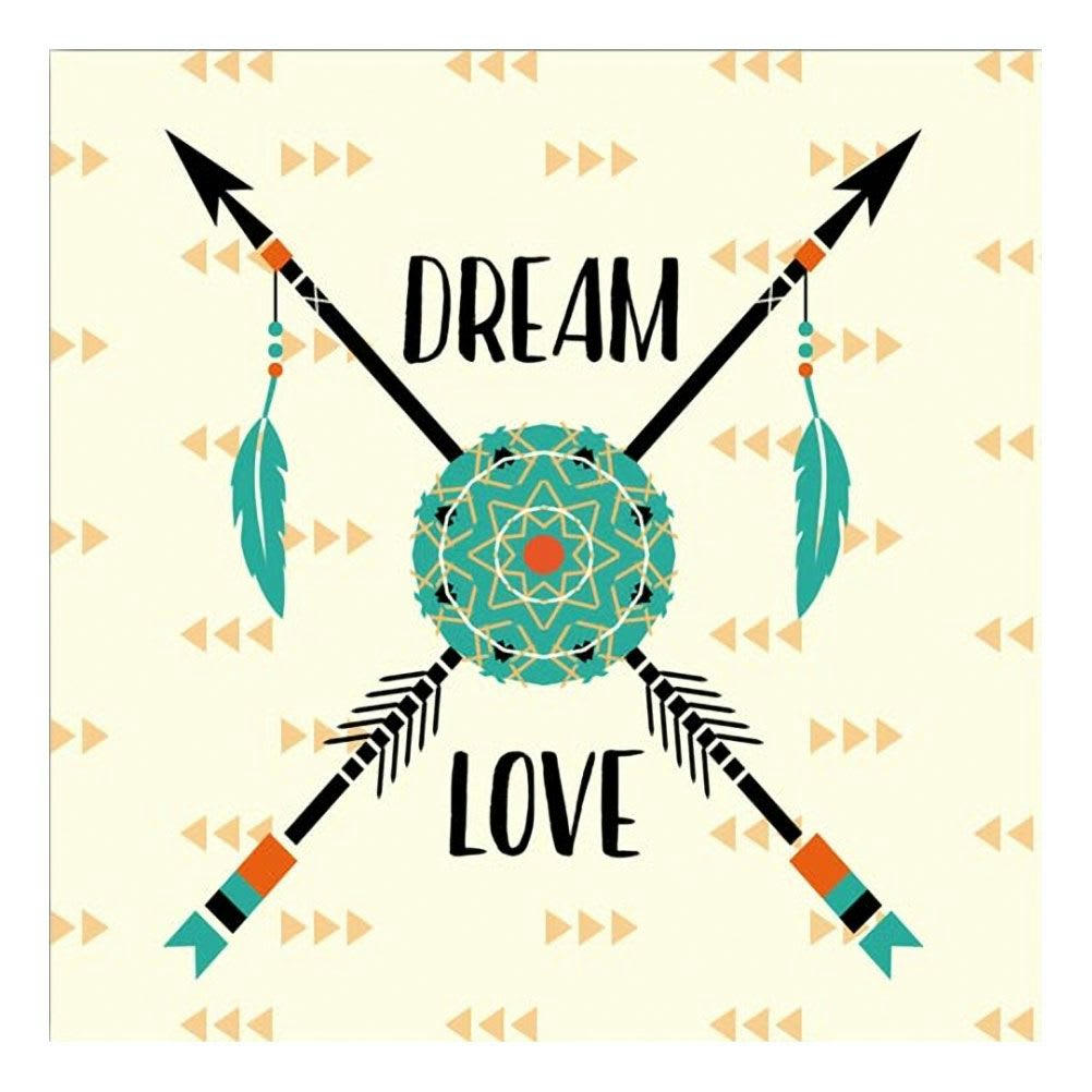 DREAM LOVE - Cadre mandala et flèches 30x30cm