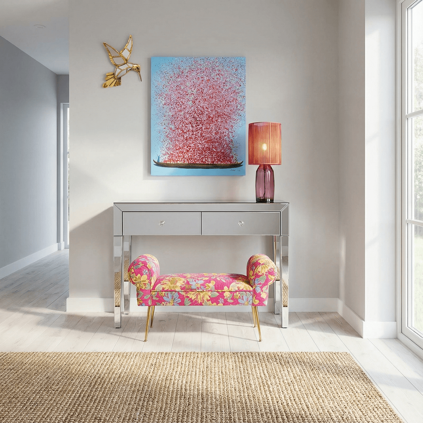 Wanddecoratie spiegel kolibrie 60cm Kare Design