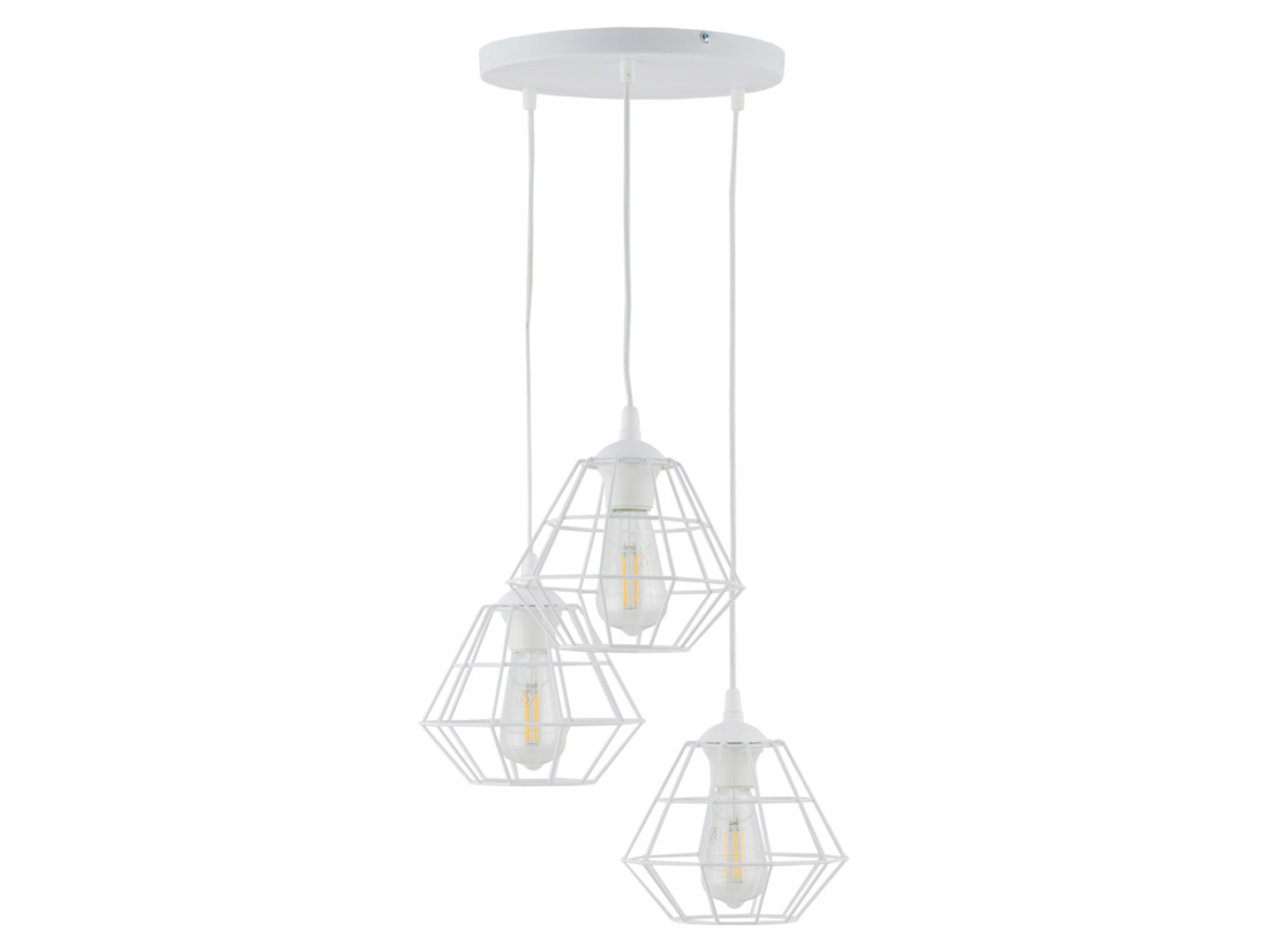 Lampa wisząca Diamond New 3-punktowa metalowa biała