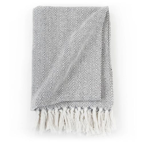 NNEVL Throw Cotton Herringbone 220x250 cm Grey