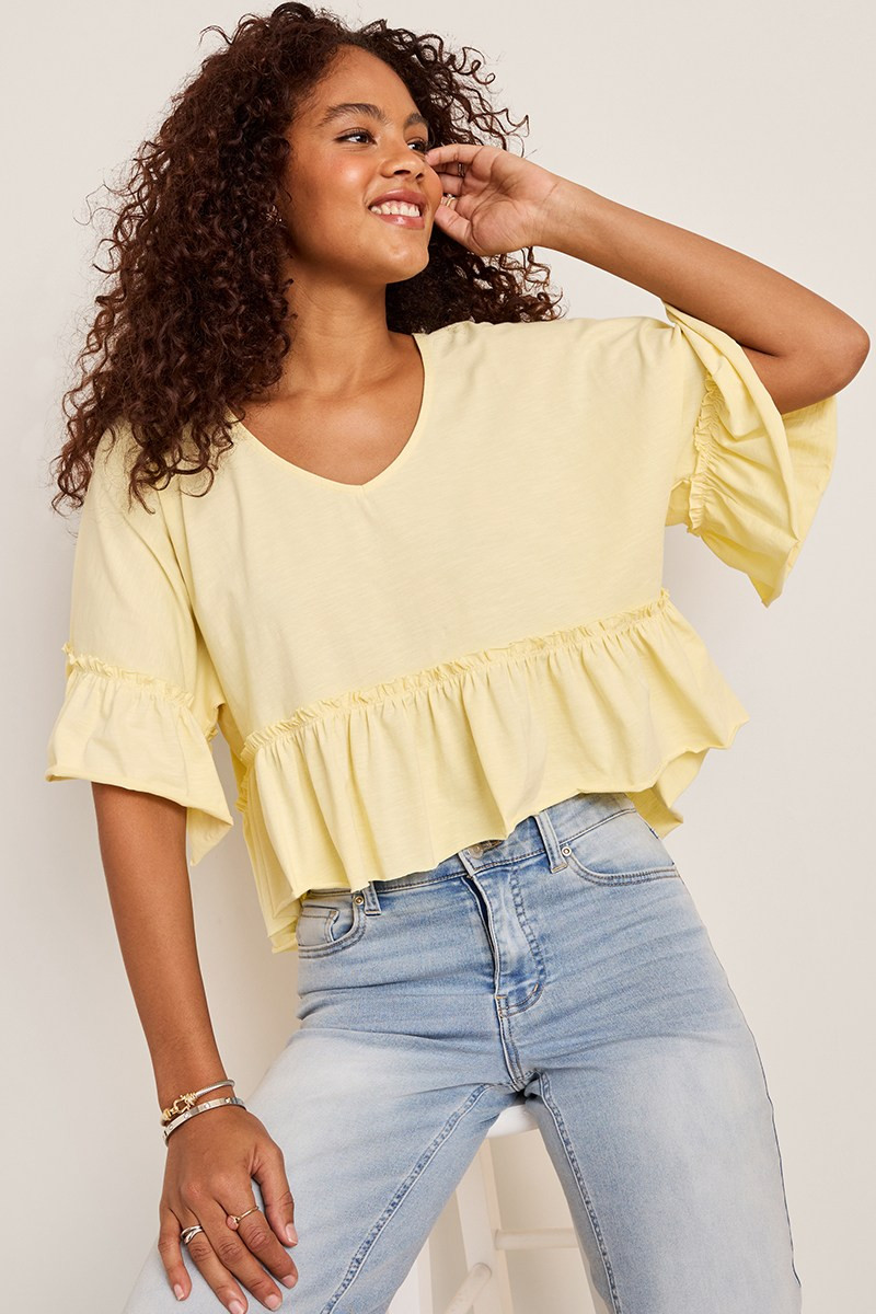 Elaine Ruffle Dolman Tee