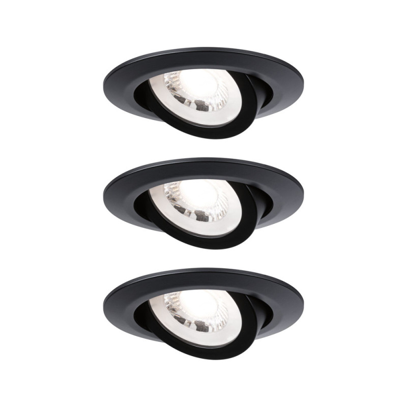 Spot encastrable LED noir blanc chaud IP20 550 lm 4,8 W 3 pièces PAULMANN