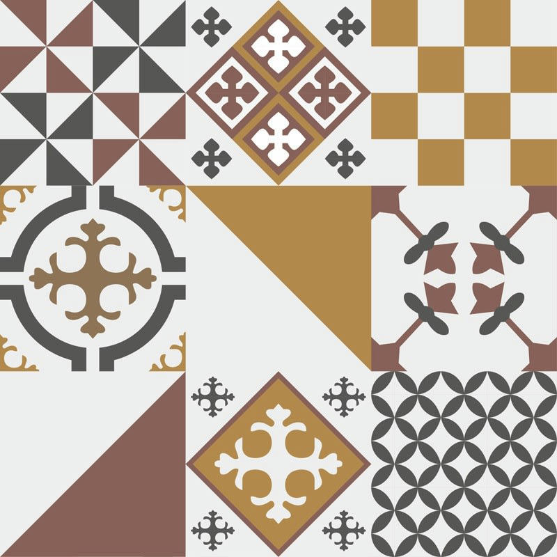 CIMENT STYLE PECAN - Crédence cuisine Bandeau ALU lot de 2 L100xH20cm Jaune Carreaux