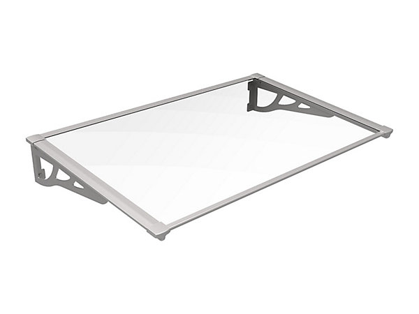 Auvent de porte en aluminium 150 x 90 cm incliné argenté KEPLER