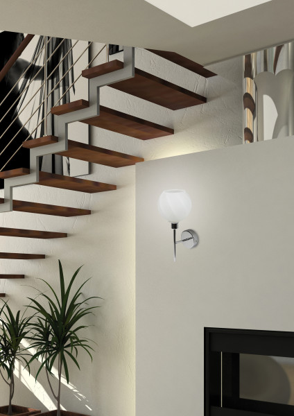Lampa kinkiet RAUL 1x40w e14 chrom klosz biały