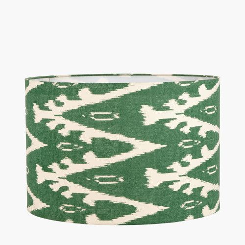 Ruma Green Ikat Patterned Cylinder Lampshade