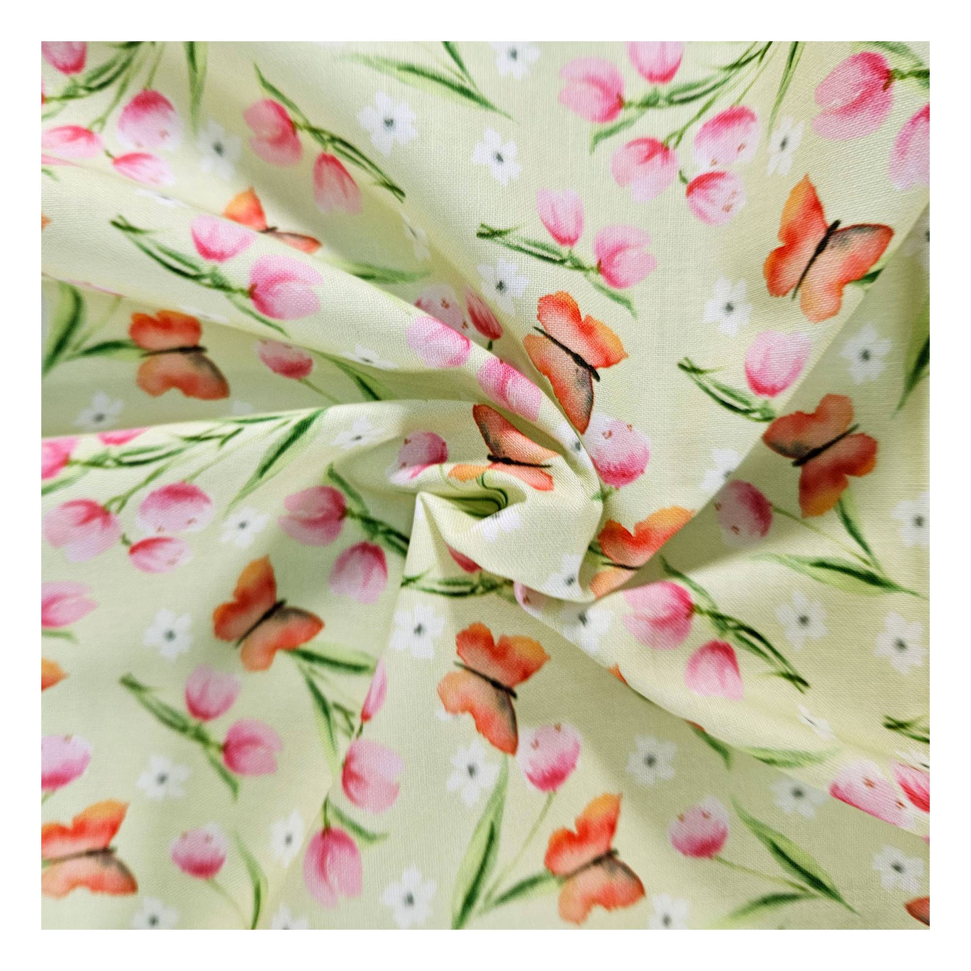 Watercolour Tulips Cotton Fabric by the Metre