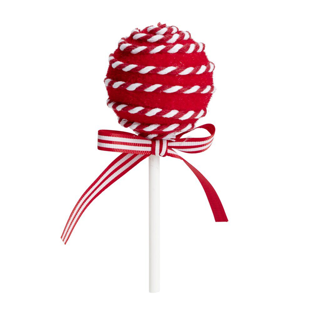 Décoration de No&euml;l à suspendre sucette rouge et blanc Ø6xH13cm (2 modèles)