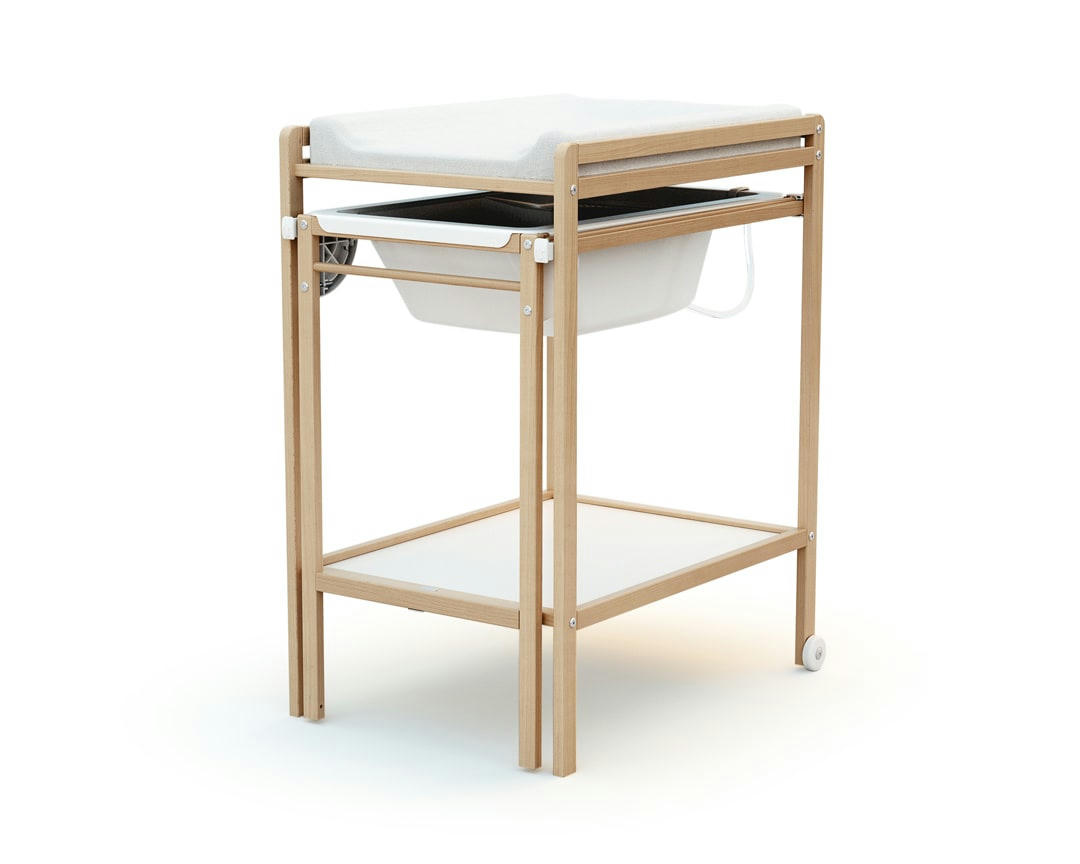 ESSENTIEL - Table à langer avec baignoire hêtre verni