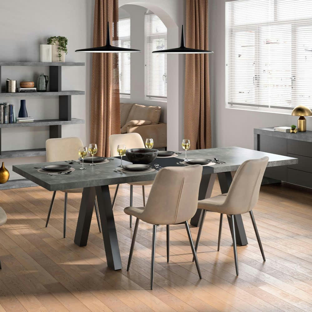 APEX - Table effet bois béton et noir