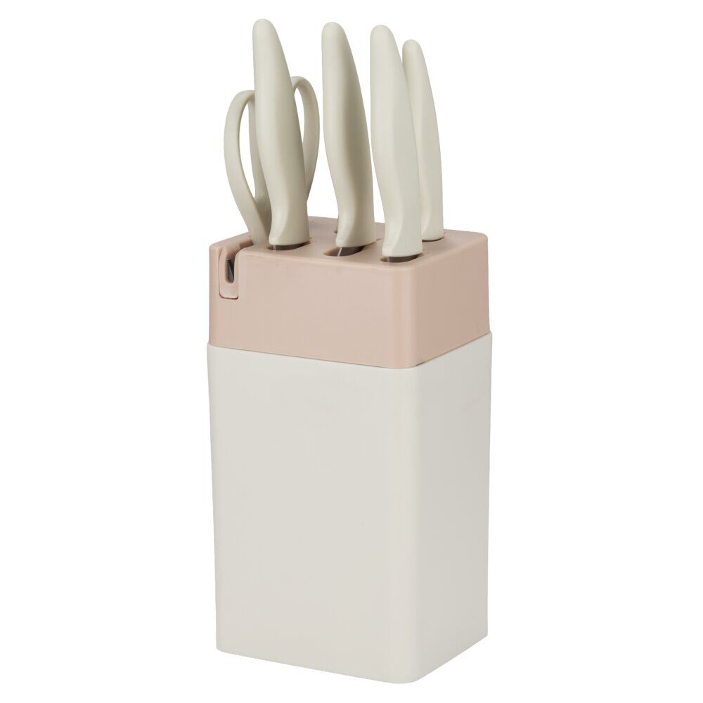 Couteau de cuisine x5 et 1 ciseaux XL avec support et aiguiseur intégré