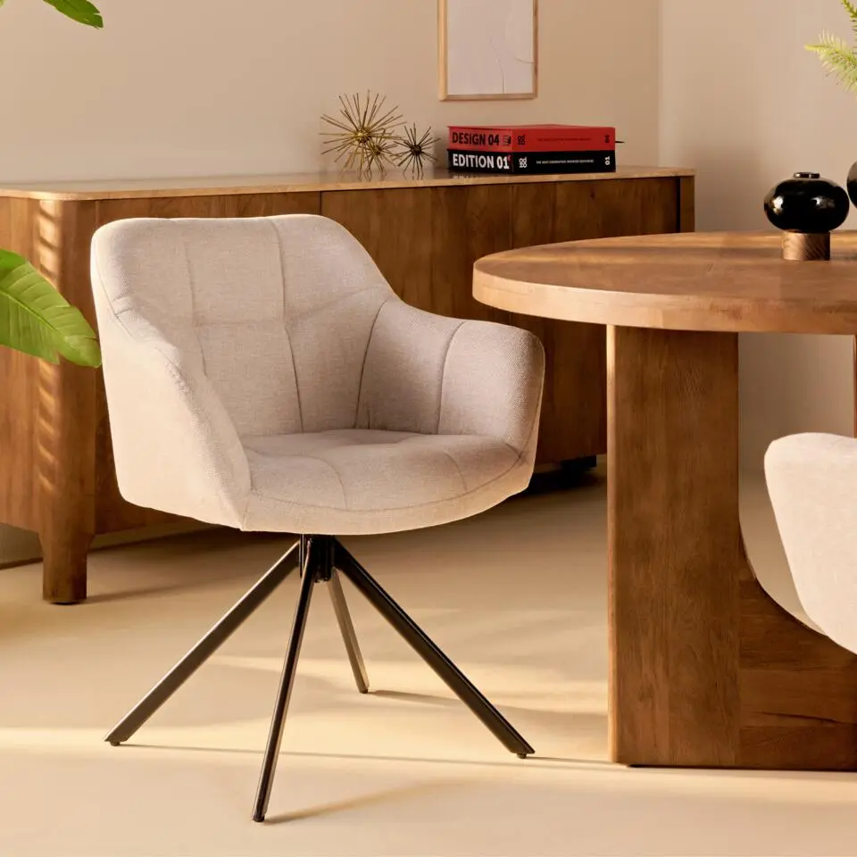 2x Eetkamerstoel Jesse - Linnen Beige