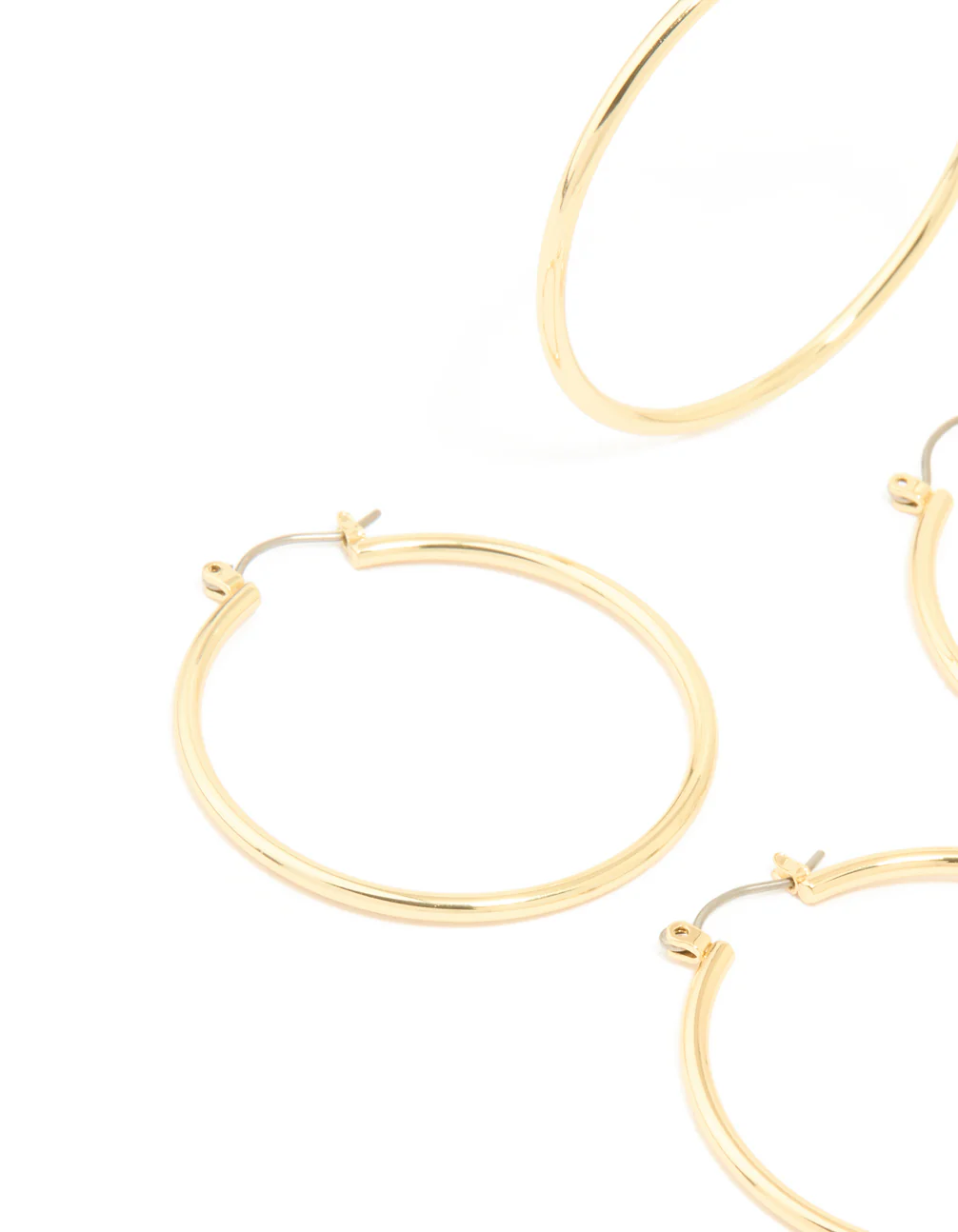 Gold Plated Large Thin Hoop Earrings 2-Pack