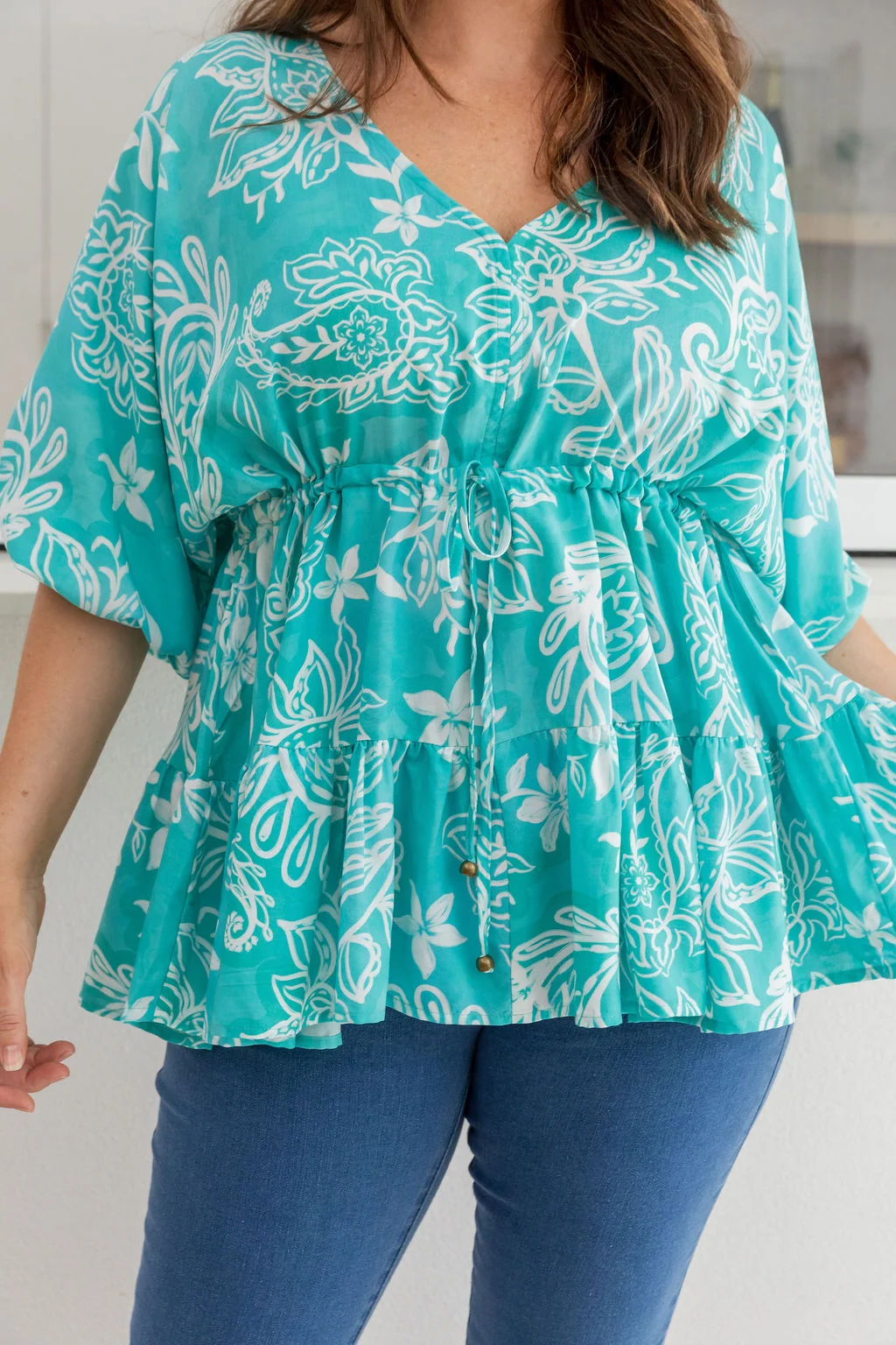 Brooklyn Top in Turquoise Paisley