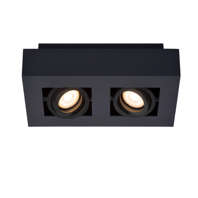 Spot LED Xirax noir dim to warm GU10 2 x 5 W LUCIDE