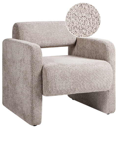 Fotel boucle w stylu retro beżowy