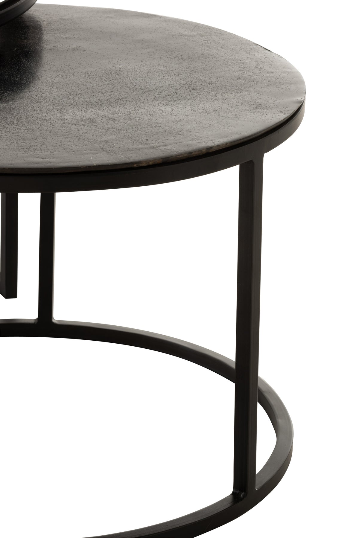 J-Line bijzettafel Rond Oxidize - aluminium/ijzer - zwart/groen - set van 3