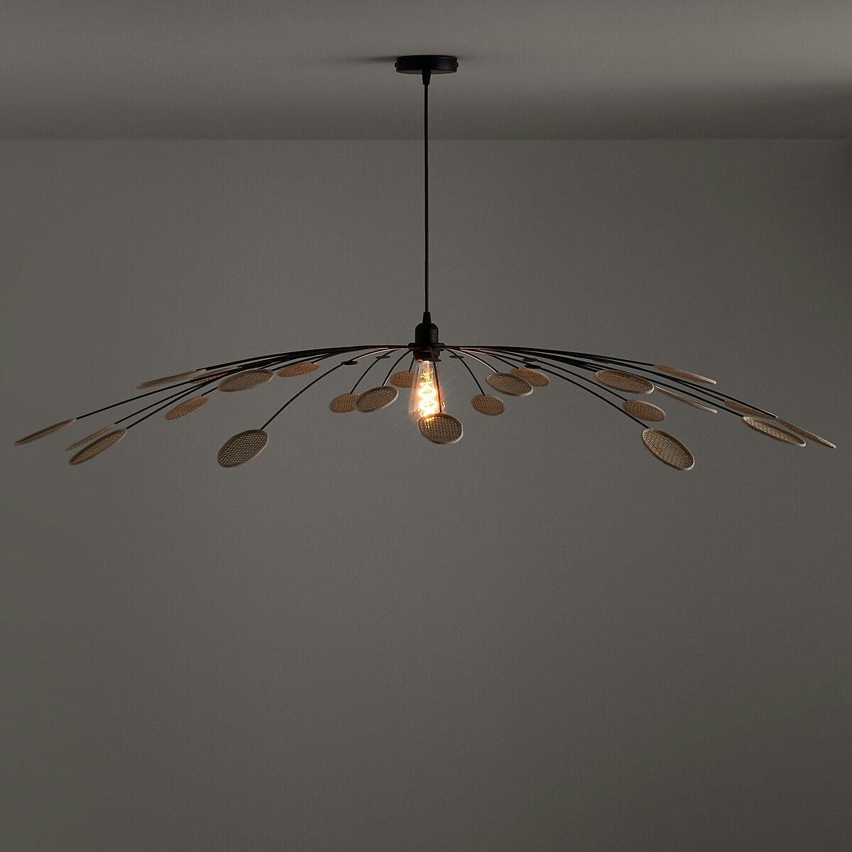 Suspension métal acier et cannage Ø138 cm, Léonie