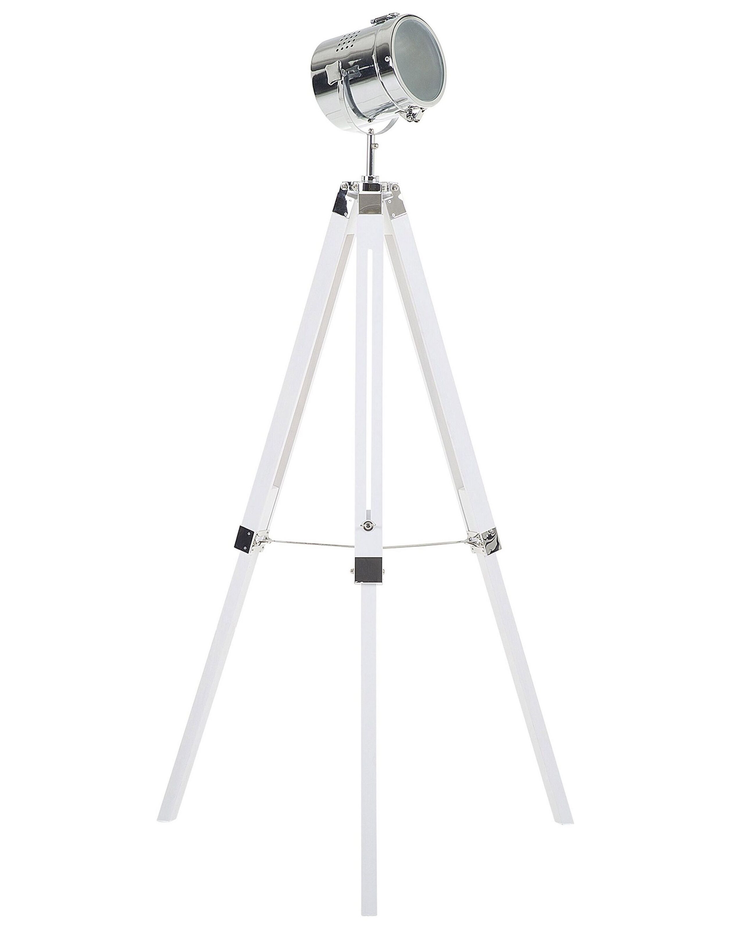 Lampa stojąca biała metalowa 143cm trójnóg