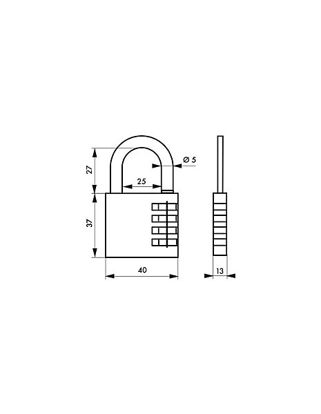 Cadenas à code Venus, intérieur, 40mm, anse acier nickelé, 4 chiffres - SP
