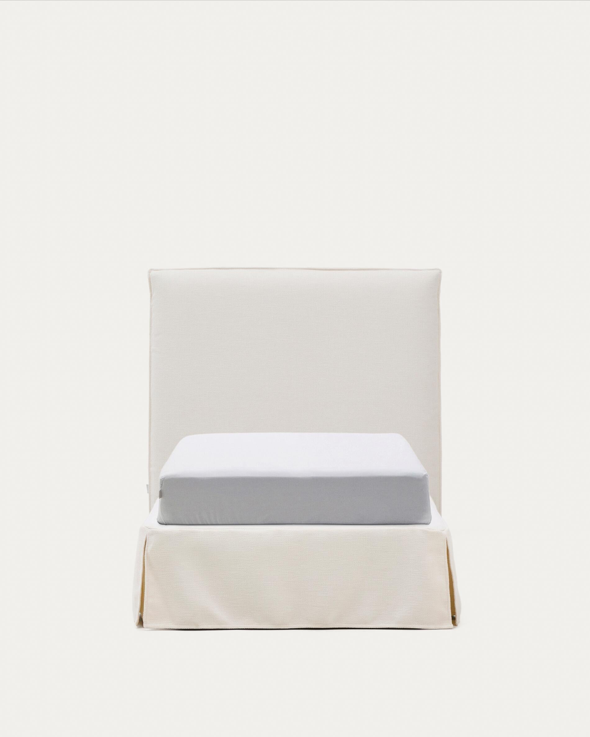 Jaira white chenille bed with removable cover for 90x200cm mattress FSC Mix Credit
