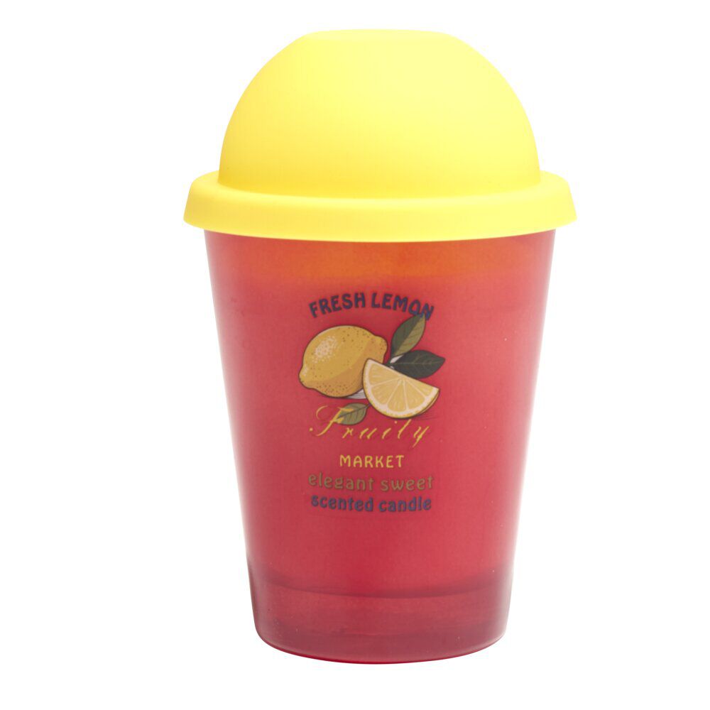 Bougie parfumée dans pot verre façon sorbet senteur fruit Ø9,5xH10cm (3 modèles)