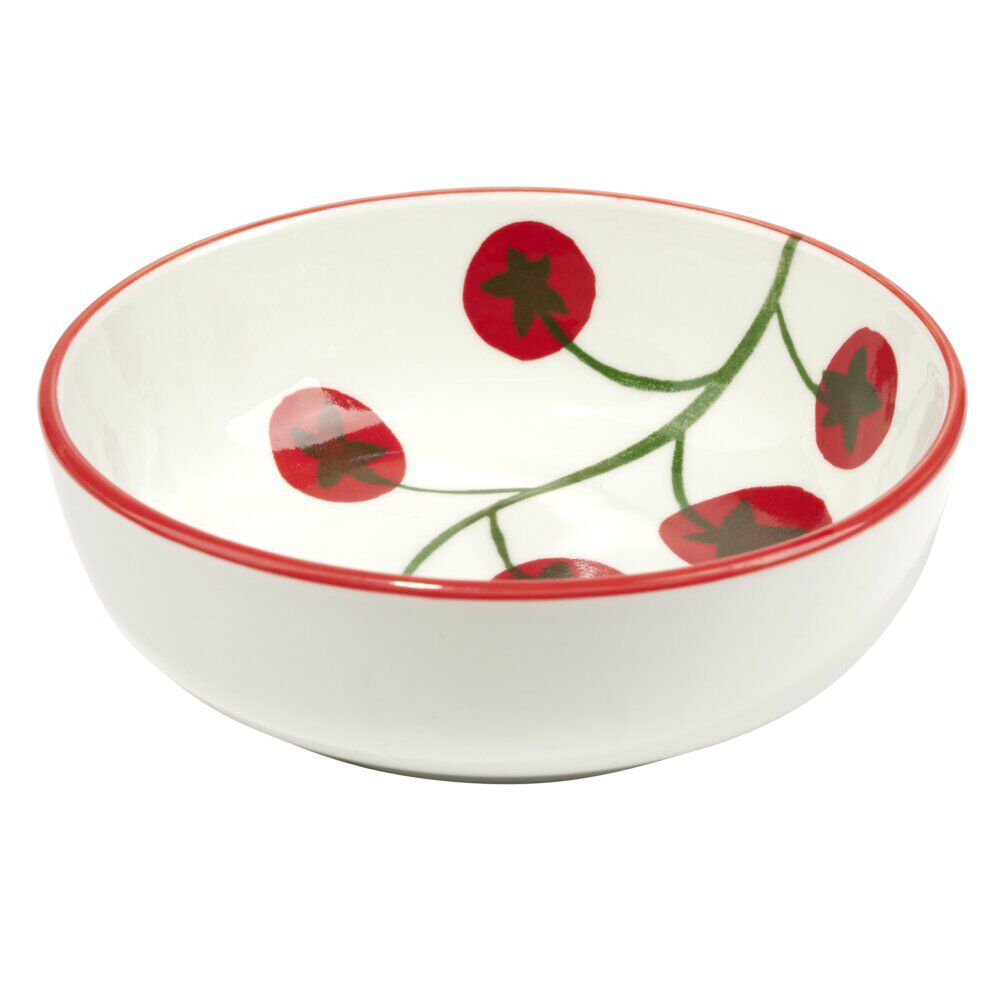 Bol porcelaine blanc motif grappe de tomate Ø12xH10cm
