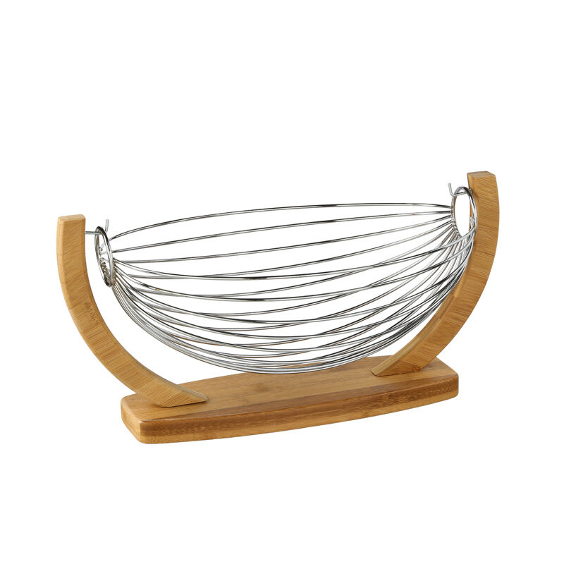 Fruteira com baloiço em bambu e metal