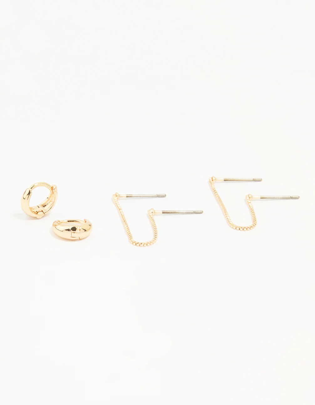 Gold Hoop & Loop Chain Earrings 2-Pack