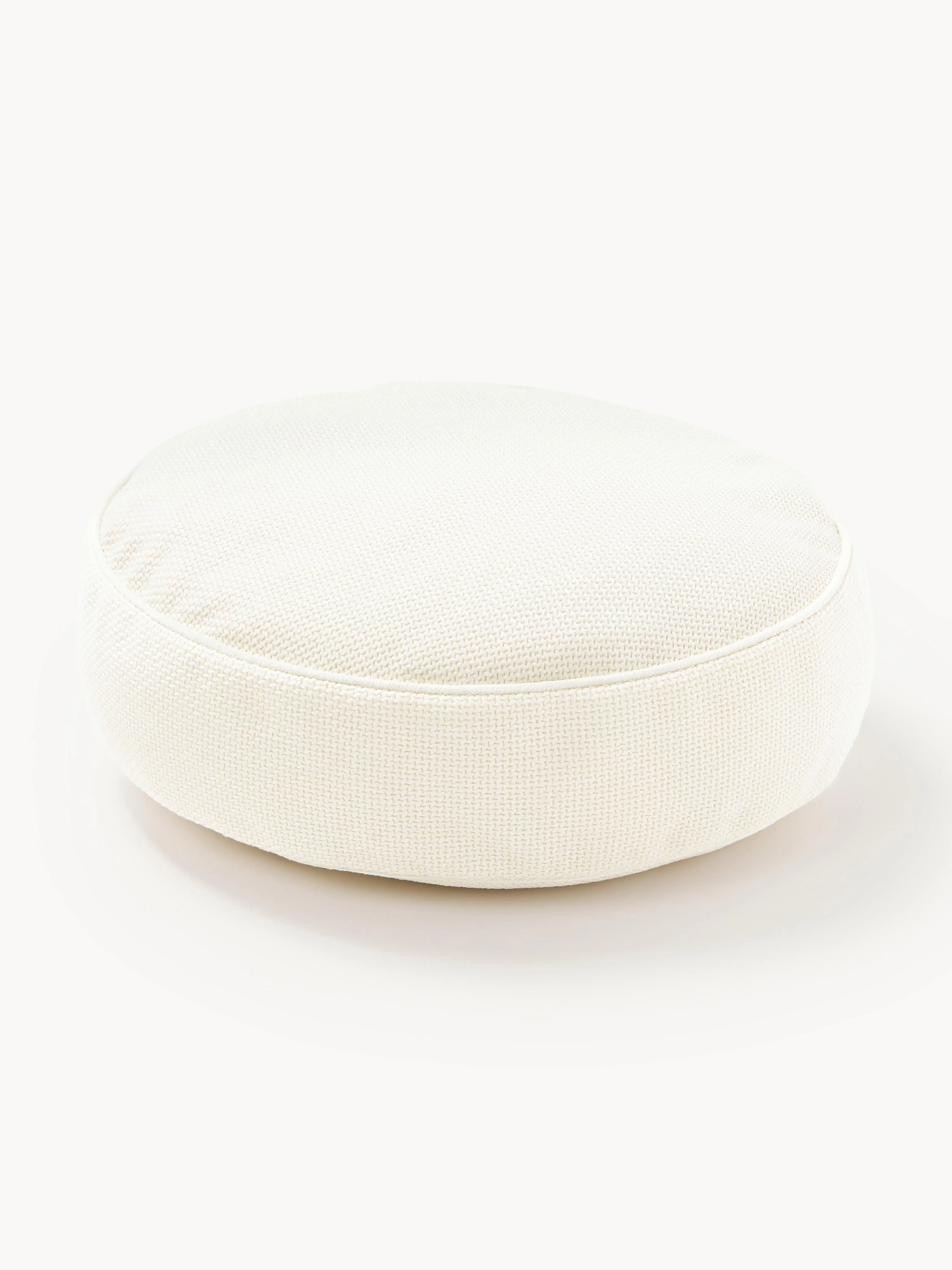 Rundes Bouclé-Kissen Aya mit Kederumrandung