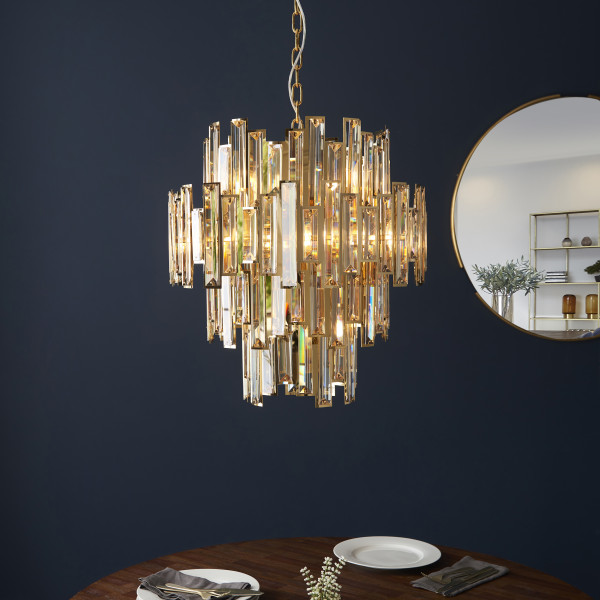Żyrandol VIVIANA złoty 12xE14x15W wym:210x56x56cm IP20 Endon