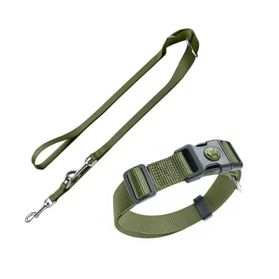 HUNTER Set: London Collar + London Lead – Olive Green