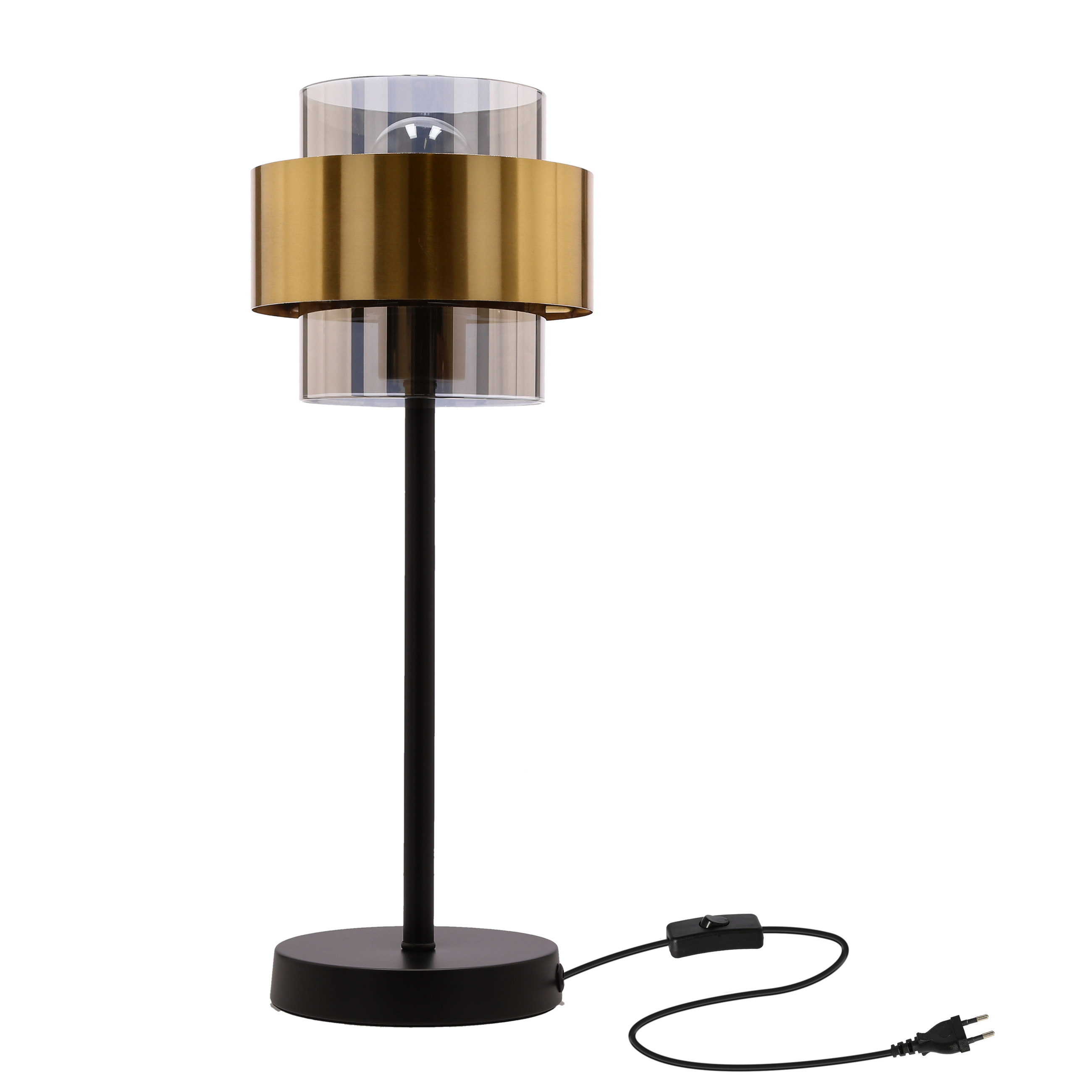 Lampa stołowa SPIEGA czarny mosiężny 1x60w e27 klosz dymiony