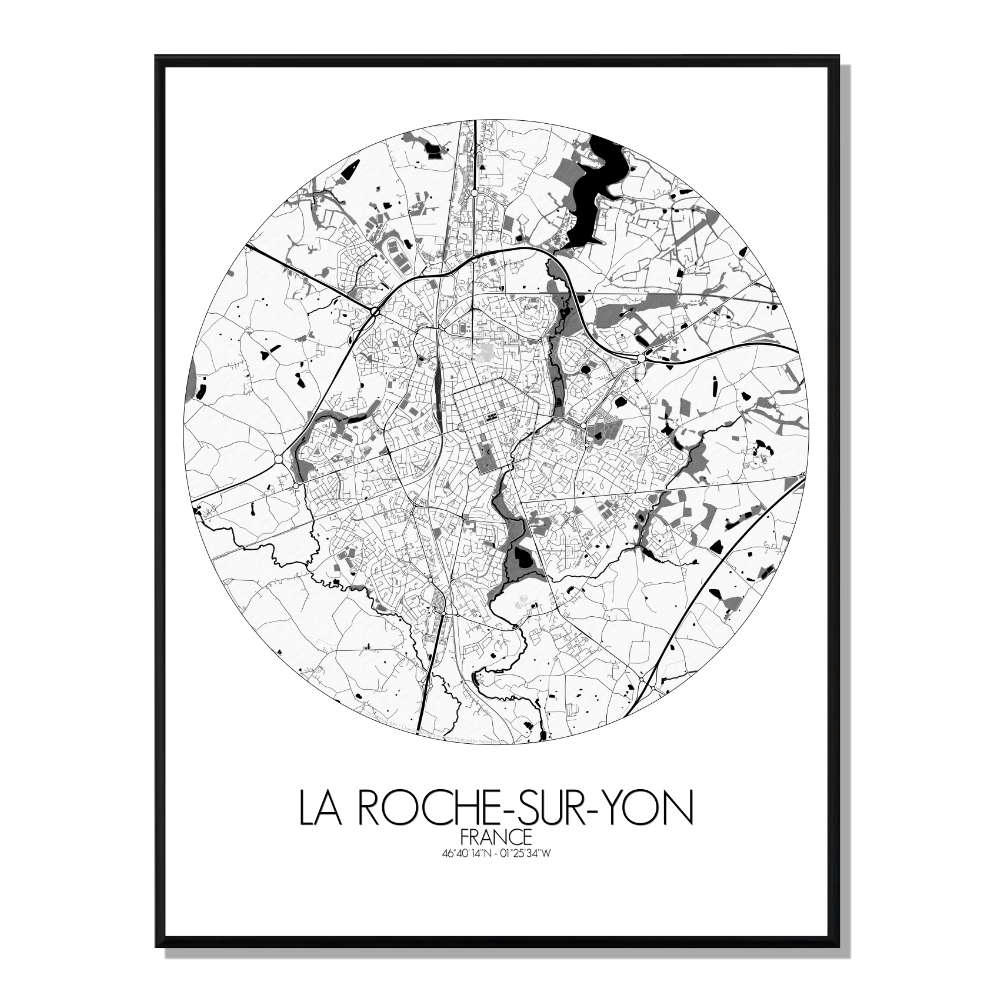 - Affiche La Roche sur Yon Carte ronde 40x50