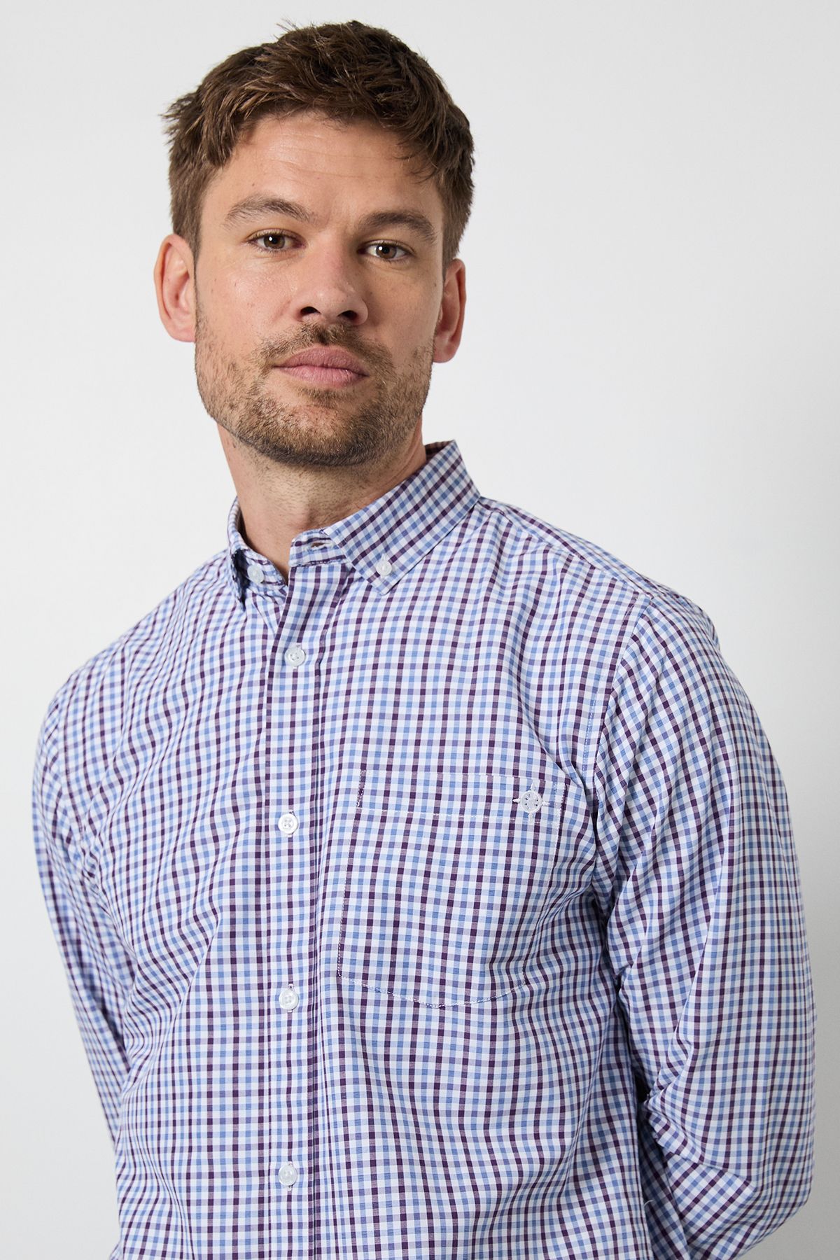 Maine Blue Check Long Sleeve Shirt